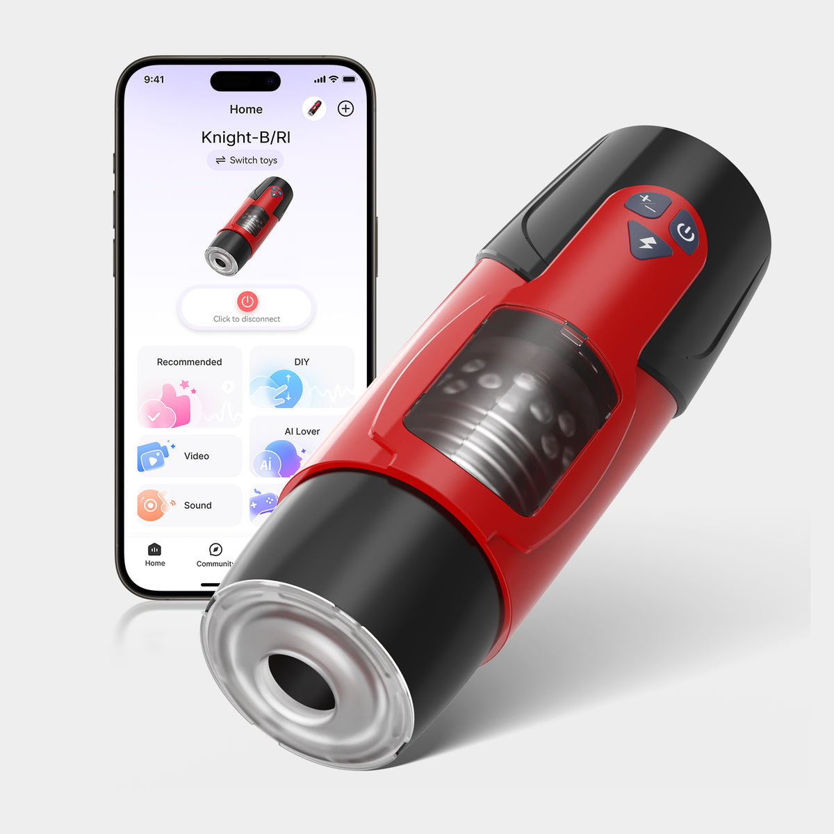 KNIGHT-B/R-RED| APP-Masturbator für Männer